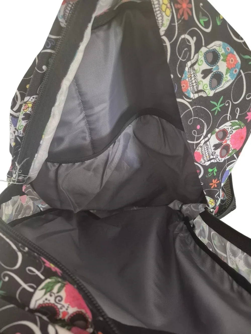 Jansport Black Backpack with Multicolor Sugar Skull Print